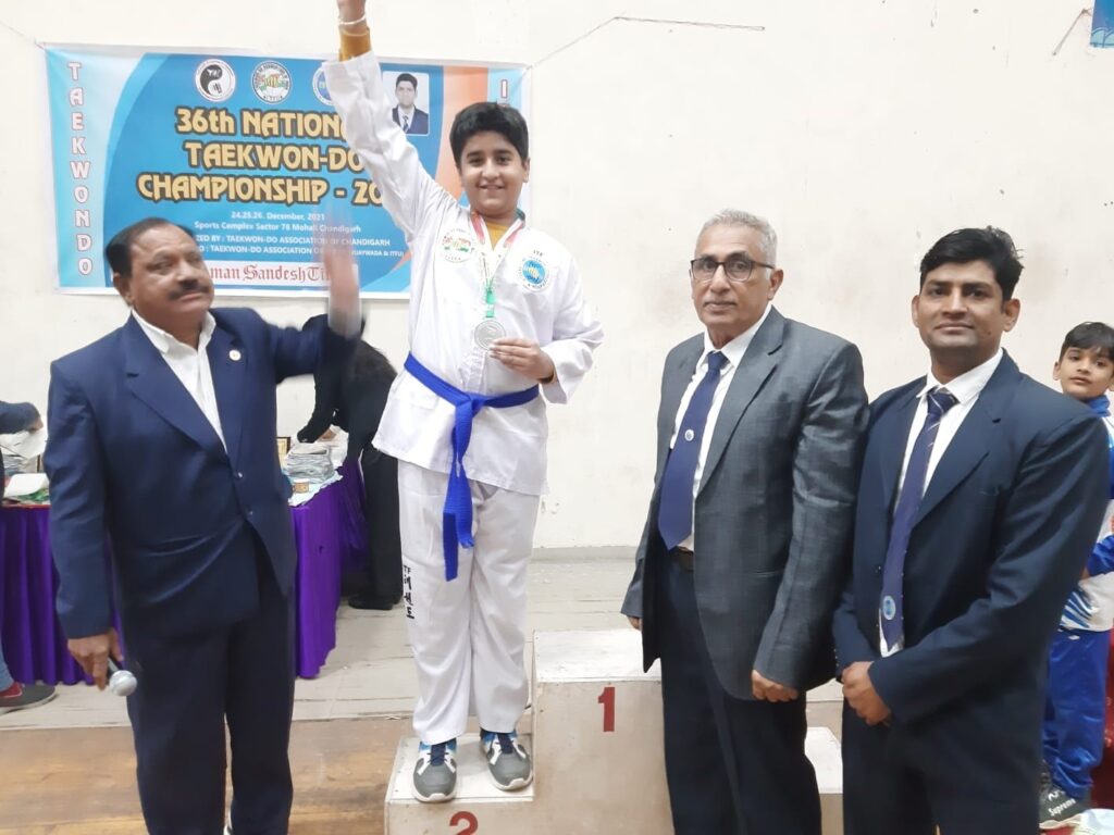 KRM Student bagging a silver medal at National Taekwondo Championship krm student bagging a silver medal
