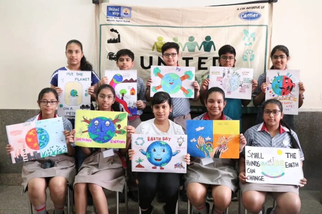 Celebrating Earth Day at K.R. Mangalam World School, Gurgaon celebrating earth day