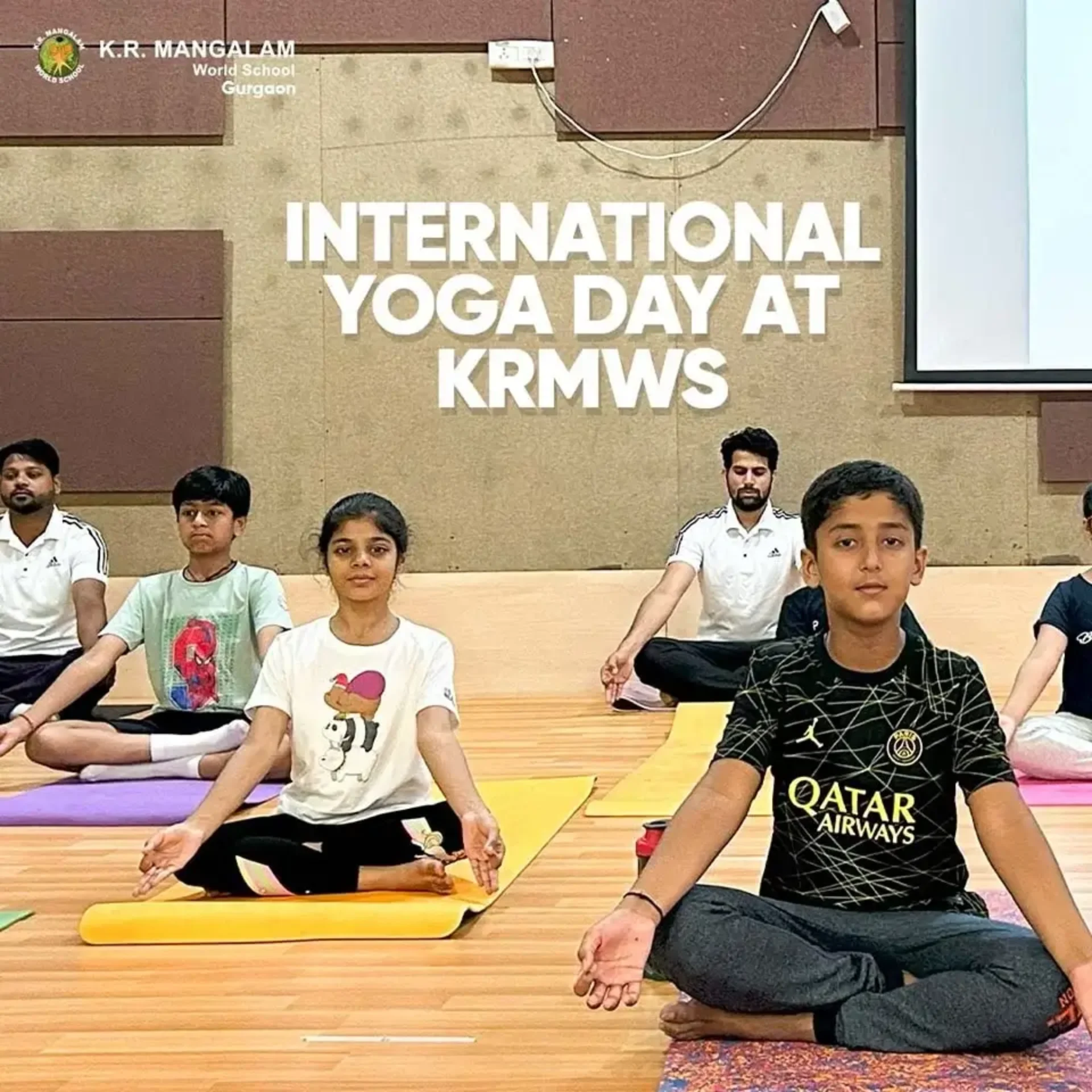 Students participated in the yoga session organized at school