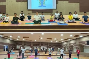 Students participated in the yoga session organized at school-3