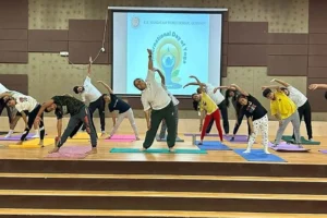Students participated in the yoga session organized at school-4